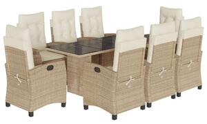 VidaXL Polyrattan Kerti Étkezőgarnitúra - 9 részes - Bézs