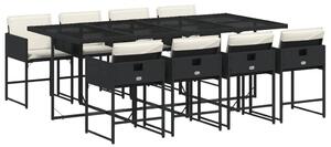VidaXL Polyrattan Kerti Étkezőgarnitúra - 9 részes - Fekete