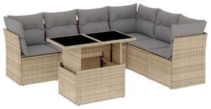 VidaXL Polyrattan Kerti Ülőgarnitúra - 7 részes - Bézs