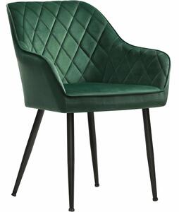 Kárpitozott velúr nappali szék karfával, 110 kg teherbírás, 63x60x85 cm, zöld
