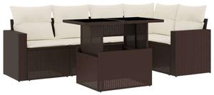 Polyrattan Kerti Ülőgarnitúra - 6 részes - Barna