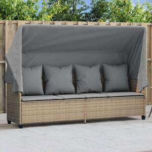 VidaXL Napozóágy - Polyrattan - Bézs - 204x75x140cm