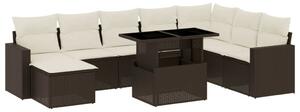 VidaXL Polyrattan Kerti Ülőgarnitúra - 9 részes - Barna