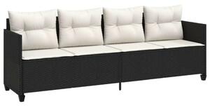 VidaXL fekete polyrattan napozóágy párnával