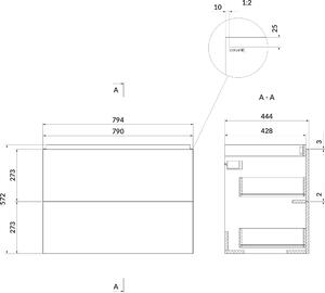 Cersanit Larga szekrény 79.4x44.4x57.2 cm Függesztett, mosdó alatti fehér S932-073