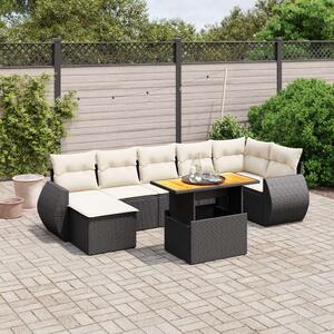 VidaXL 8 részes Kerti Ülőgarnitúra - Fekete Polyrattan