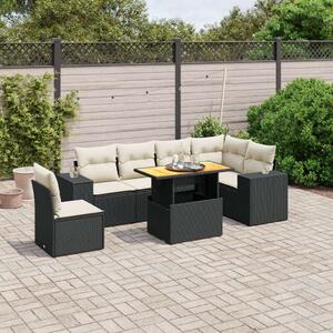 VidaXL Polyrattan Kerti Ülőgarnitúra - 7 részes - Fekete