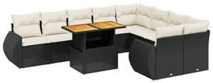 VidaXL Polyrattan Kerti Ülőgarnitúra - 10 részes - Fekete