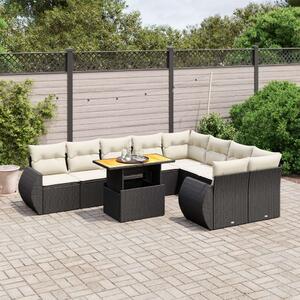VidaXL Polyrattan Kerti Ülőgarnitúra - 10 részes - Fekete