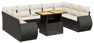 VidaXL Polyrattan Kerti Ülőgarnitúra - 10 részes - Fekete