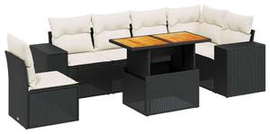 VidaXL Polyrattan Kerti Ülőgarnitúra - 7 részes - Fekete