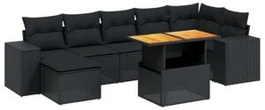VidaXL Polyrattan Kerti Ülőgarnitúra - 8 részes - Fekete