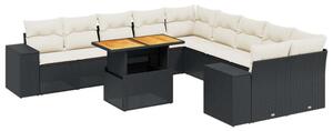 VidaXL Polyrattan Kerti Ülőgarnitúra - 11 részes - Fekete