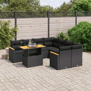 VidaXL Polyrattan Kerti Ülőgarnitúra - 9 részes - Fekete