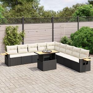 VidaXL Polyrattan Kerti Ülőgarnitúra - 11 részes - Fekete