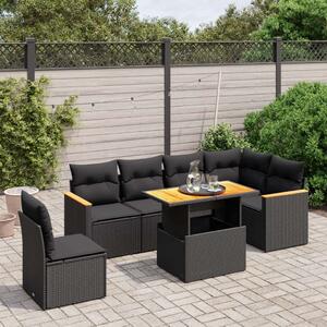 VidaXL Polyrattan Kerti Ülőgarnitúra - 7 részes - Fekete