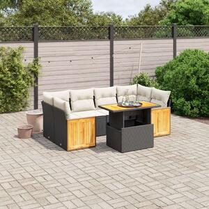 VidaXL 7 részes Kerti Ülőgarnitúra - Fekete Polyrattan