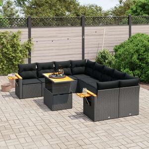 Polyrattan Kerti Ülőgarnitúra - 9 részes - Fekete