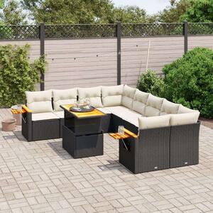 VidaXL Polyrattan Kerti Ülőgarnitúra - 9 részes - Fekete
