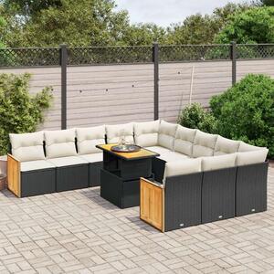 VidaXL Polyrattan Kerti Ülőgarnitúra - 11 részes - Fekete