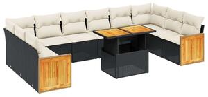 VidaXL Polyrattan Kerti Ülőgarnitúra - 11 részes - Fekete
