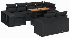 VidaXL Polyrattan Kerti Ülőgarnitúra - 11 részes - Fekete