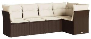 VidaXL Polyrattan Kerti Ülőgarnitúra - 5 részes - Barna