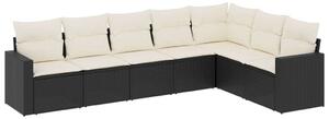 VidaXL Polyrattan Kerti Ülőgarnitúra - 7 részes - Fekete