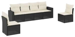 Polyrattan Kerti Ülőgarnitúra - 6 részes - Fekete