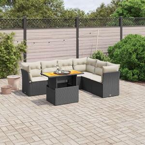 Polyrattan Kerti Ülőgarnitúra - 7 részes - Fekete