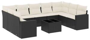 VidaXL Polyrattan Kerti Ülőgarnitúra - 10 részes - Fekete