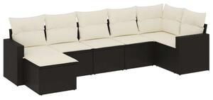 Polyrattan Kerti Ülőgarnitúra - 7 részes - Fekete