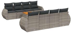 VidaXL 9-részes szürke polyrattan kerti ülőgarnitúra párnákkal
