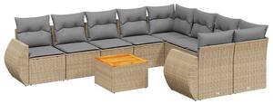 VidaXL Polyrattan Kerti Ülőgarnitúra - 10 részes - Bézs