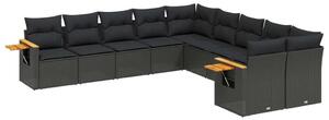 VidaXL Polyrattan Kerti Ülőgarnitúra - 10 részes - Fekete