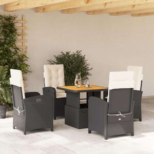 VidaXL Polyrattan Kerti Étkezőgarnitúra - 5 részes - Fekete