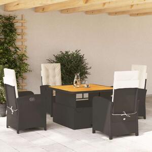 VidaXL Polyrattan Kerti Étkezőgarnitúra - 5 részes - Fekete