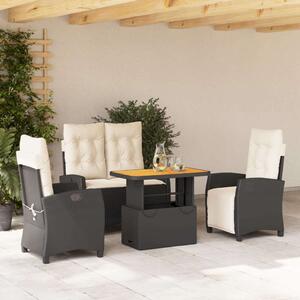 VidaXL Polyrattan Kerti Étkezőgarnitúra - 4 részes - Fekete