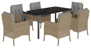 VidaXL Polyrattan Kerti Étkezőgarnitúra - 7 részes, Bézs