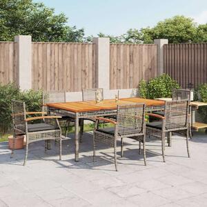 VidaXL - 7 Részes Kerti Étkezőgarnitúra - Polyrattan - Szürke
