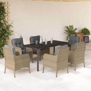 VidaXL Polyrattan Kerti Étkezőgarnitúra - 7 részes, Bézs