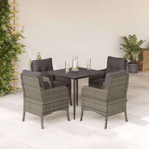 VidaXL Polyrattan Kerti Étkezőgarnitúra - 5 részes - Szürke