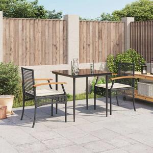 VidaXL Polyrattan Kerti Étkezőgarnitúra - 3 részes, Fekete