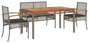 VidaXL 5 részes Kerti Étkezőgarnitúra - Szürke Polyrattan