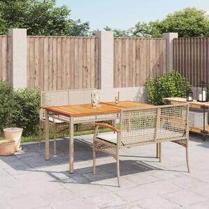 VidaXL Kerti Étkezőgarnitúra - Polyrattan - 3 részes - Bézs