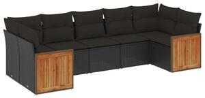 VidaXL Polyrattan Kerti Ülőgarnitúra - 7 részes - Fekete