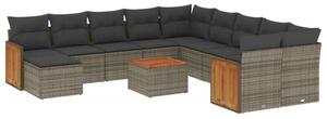 VidaXL Polyrattan Kerti Ülőgarnitúra - 12 részes - Szürke