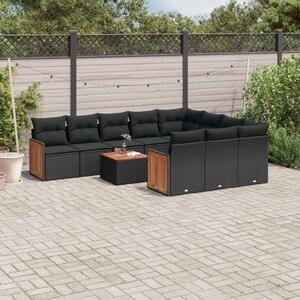 VidaXL Polyrattan Kerti Ülőgarnitúra - 11 részes - Fekete