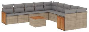 VidaXL Polyrattan Kerti Ülőgarnitúra - 11 részes - Bézs