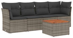 VidaXL 5 részes szürke polyrattan kerti ülőgarnitúra